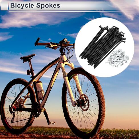 1 Set Universal Bicycle Spokes 12G 82mm Length Bike Wheel Spokes Nipple Black Carbon Steel in Saudi Arabia