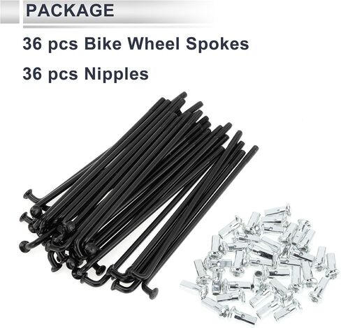 1 Set Universal Bicycle Spokes 12G 82mm Length Bike Wheel Spokes Nipple Black Carbon Steel in Saudi Arabia