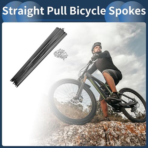 Motoforti 20 Set 14G Straight Pull Bicycle Spokes 239mm Straight Pull Bike Wheel Spokes Carbon Steel Black in Saudi Arabia