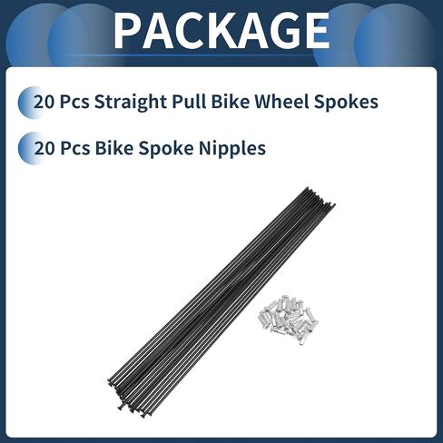 Motoforti 20 Set 14G Straight Pull Bicycle Spokes 239mm Straight Pull Bike Wheel Spokes Carbon Steel Black in Saudi Arabia