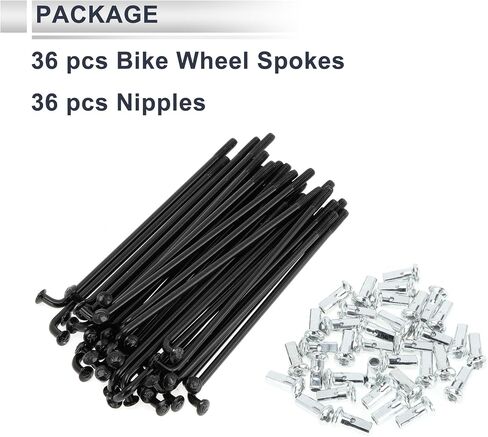 1 Set Universal Bicycle Spokes 12G 85mm Length Bike Wheel Spokes Nipple Black Carbon Steel in Saudi Arabia