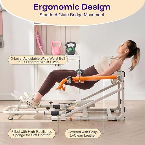 SPORTSOUL آلة دفع الورك القابلة للطي مع حامل الوزن، آلة جسر الغلوت المحملة بلوحة مع ربط الشريط، معدات تمرين الغلوت شديدة التحمل، صالة الألعاب الرياضية المنزلية لبناء عضلات الغنيمة، لوح قدم قابل للتعديل in Kuwait