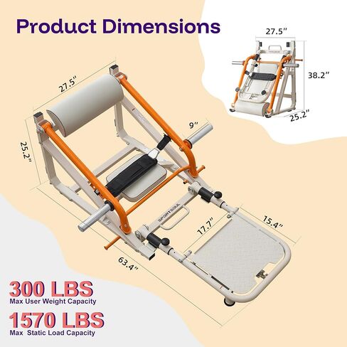 SPORTSOUL آلة دفع الورك القابلة للطي مع حامل الوزن، آلة جسر الغلوت المحملة بلوحة مع ربط الشريط، معدات تمرين الغلوت شديدة التحمل، صالة الألعاب الرياضية المنزلية لبناء عضلات الغنيمة، لوح قدم قابل للتعديل in Kuwait