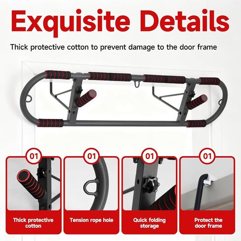 Adjustable Pull-Up Bar for Doorway - Heavy Duty, No Screw Installation, Multi-Function for Home Gym, Strength Training, JARGUUO in Saudi Arabia