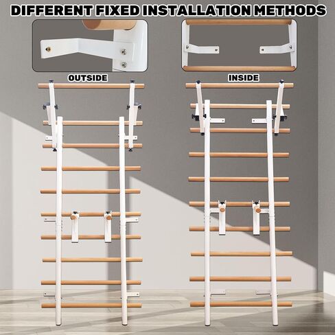 PreGymnastic Stall Bars, Swedish Ladder for Adult and Kids, Wall Bar with Wood Rods, Durable Steel Frame, Adjustable Pull Up and Dip for Strength, Flexibility at Home Gym, Studio, Fitness Center in Saudi Arabia