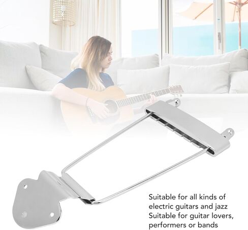 Pilipane Guitar Trapeze Bridge 6 String Jazz Guitar Tailpiece استبدال المعدن مع مسامير استبدال للقيثارات الكهربائية وفناني الجاز دائم قابل للتعديل مطلي بالكروم (فضي) (أسود) in Saudi Arabia