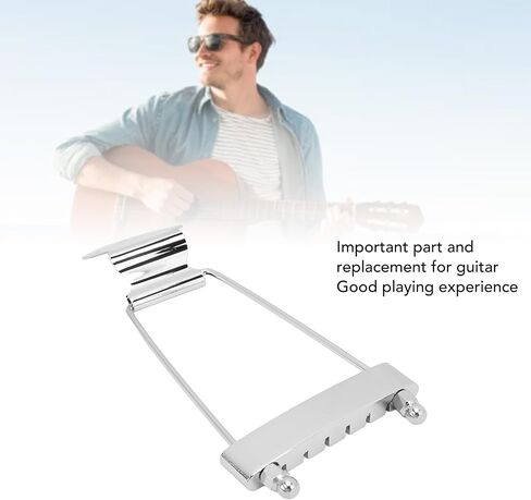 Pilipane Guitar Trapeze Bridge 6 String Jazz Guitar Tailpiece استبدال المعدن مع مسامير استبدال للقيثارات الكهربائية وفناني الجاز دائم قابل للتعديل مطلي بالكروم (فضي) (أسود) in Saudi Arabia
