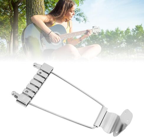 Pilipane Guitar Trapeze Bridge 6 String Jazz Guitar Tailpiece استبدال المعدن مع مسامير استبدال للقيثارات الكهربائية وفناني الجاز دائم قابل للتعديل مطلي بالكروم (فضي) (أسود) in Saudi Arabia