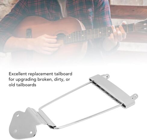 Pilipane Guitar Trapeze Bridge 6 String Jazz Guitar Tailpiece استبدال المعدن مع مسامير استبدال للقيثارات الكهربائية وفناني الجاز دائم قابل للتعديل مطلي بالكروم (فضي) (أسود) in Saudi Arabia