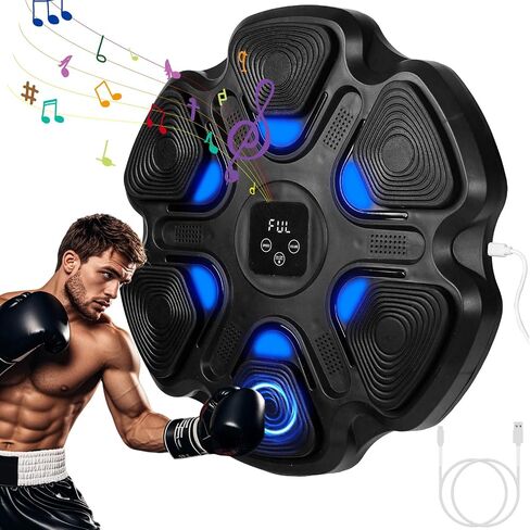 Music Boxing Machine, Bluetooth Boxing Training Target with LED Lights, Wall-Mounted Punching Pad for Men Women Adults Kids, 9 Speed Modes, Digital Display in Saudi Arabia