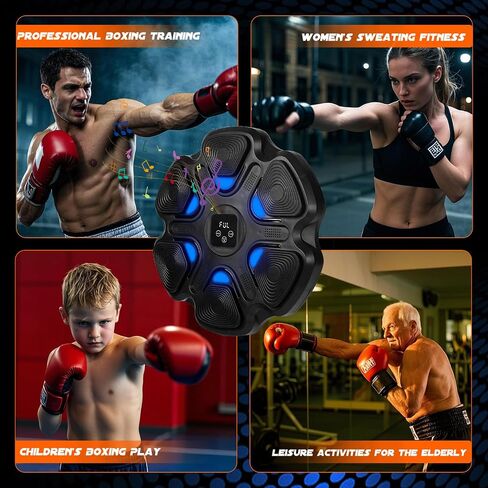 Music Boxing Machine, Bluetooth Boxing Training Target with LED Lights, Wall-Mounted Punching Pad for Men Women Adults Kids, 9 Speed Modes, Digital Display in Saudi Arabia