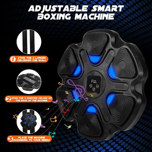 Music Boxing Machine, Bluetooth Boxing Training Target with LED Lights, Wall-Mounted Punching Pad for Men Women Adults Kids, 9 Speed Modes, Digital Display in Saudi Arabia