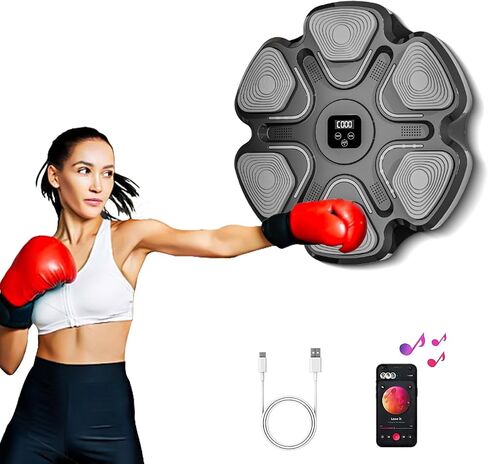 Music Boxing Machine, Bluetooth Boxing Training Target with LED Lights, Wall-Mounted Punching Pad for Men Women Adults Kids, 9 Speed Modes, Digital Display in Saudi Arabia