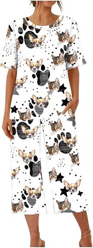 Personalized Pajamas for Women 2 Images Custom Photo Dog Cat Paw Pajama Set Short Sleeve Capri Pjs with Pockets in Saudi Arabia