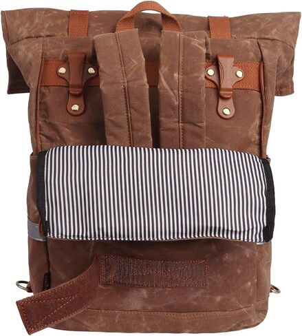 TOURBON Black Canvas Backpack Convertible Panniers Bike Rear Rack Bag Travel Bicycle Commuting Back Pack Grocery Shopping Carrier for Cycling Hiking Motorcycle (Black) in Saudi Arabia