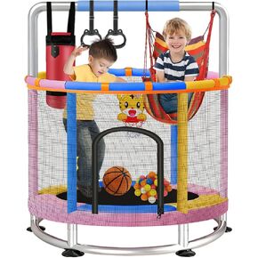 60" Trampoline for Kids with Enclosure Net, Baby Mini 5FT Toddler Trampoline,440lbs Capacity Indoor Outdoor,Birthday for Boys Girls in Saudi Arabia