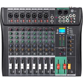 وحدة تحكم خلاط صوت 8 قنوات - خلاط استوديو تسجيل USB بلوتوث مع ريفيرب FX | طاقة فانتوم 48 فولت ومشغل MP3 | لايف دي جي كاريوكي in Kuwait