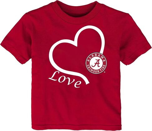 تي شيرت Alabama Crimson Tide مرخص رسميًا 100% قطن Love Heart للرضع/الأطفال الصغار in Saudi Arabia
