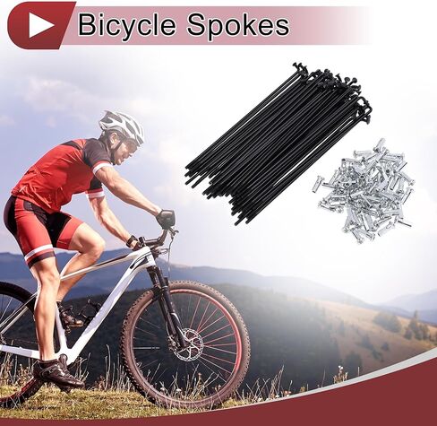 72 Set 13G Bicycle Spokes 205mm Bike Wheel Spokes Carbon Steel Black in Kuwait