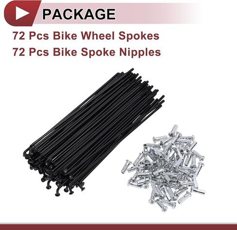 72 Set 13G Bicycle Spokes 205mm Bike Wheel Spokes Carbon Steel Black in Kuwait