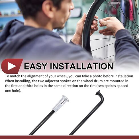 72 Set 13G Bicycle Spokes 205mm Bike Wheel Spokes Carbon Steel Black in Kuwait