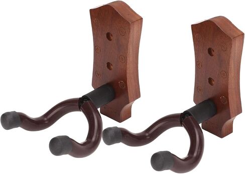 Drfeify Black Walnut Guitar Wall Mount Holder 2pcs, Prevents Wear and Tear, Spacesaving Design for Bedrooms, Children's Rooms in Saudi Arabia