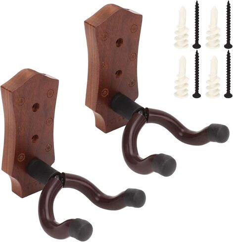 Drfeify Black Walnut Guitar Wall Mount Holder 2pcs, Prevents Wear and Tear, Spacesaving Design for Bedrooms, Children's Rooms in Saudi Arabia
