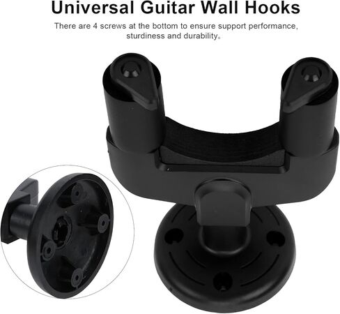 Walfront 3Pcs Black Universal Mounting Brackets Stands Guitar Wall Stand Plastic U Shape Hooks with EVA Cover for Ukulele Bass Space Saving Mounts for Small Home and Studio in Saudi Arabia