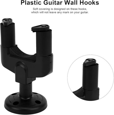 Walfront 3Pcs Black Universal Mounting Brackets Stands Guitar Wall Stand Plastic U Shape Hooks with EVA Cover for Ukulele Bass Space Saving Mounts for Small Home and Studio in Saudi Arabia