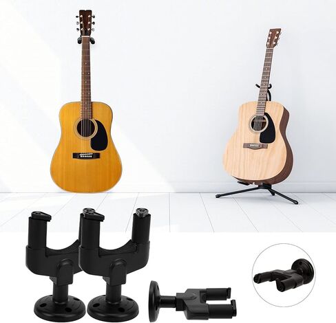 Walfront 3Pcs Black Universal Mounting Brackets Stands Guitar Wall Stand Plastic U Shape Hooks with EVA Cover for Ukulele Bass Space Saving Mounts for Small Home and Studio in Saudi Arabia