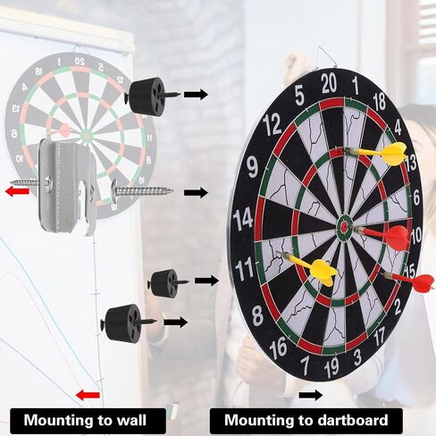 Dart Board Mounting Bracket Kit, Portable Dart Holder Wall Mount Hanger Bracket with Screws, Nails and Stabilisers, Darts Screw Hook Set Games Accessories for Hanging Dartboard in Saudi Arabia