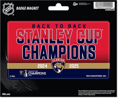 ريكو إندستريز NHL Hockey Florida Panthers Back to Back Champions 2025 شارة مغناطيسية - للسيارة والثلاجة in Saudi Arabia