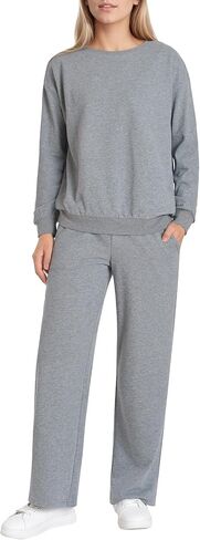 Women's Petite Sweatsuits Wide Leg Sweatpants and Sweatshirt Sets Loungewear in Saudi Arabia