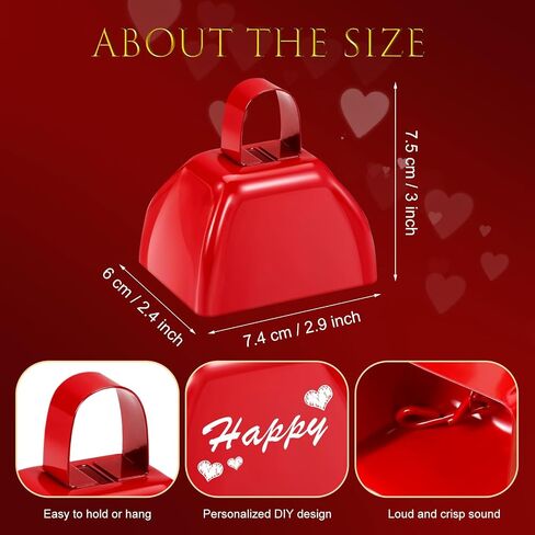 10 قطع من أجراس البقر المعدنية مقاس 3 بوصة، جرس تشجيع البقرة الحمراء للمناسبات الرياضية وألعاب كرة القدم وحفلات الزفاف والاحتفالات in Kuwait