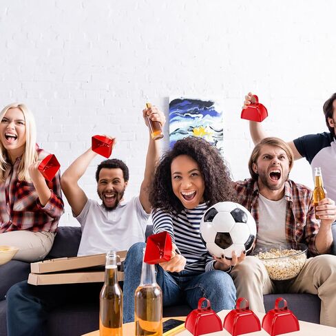 10 قطع من أجراس البقر المعدنية مقاس 3 بوصة، جرس تشجيع البقرة الحمراء للمناسبات الرياضية وألعاب كرة القدم وحفلات الزفاف والاحتفالات in Kuwait