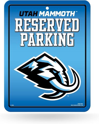 Rico Industries NHL Hockey Utah Mammoth Standard 8.5" x 11" Carbon Fiber Metal Parking Sign - Great for Man Cave, Bed Room, Office, Home Décor in Saudi Arabia