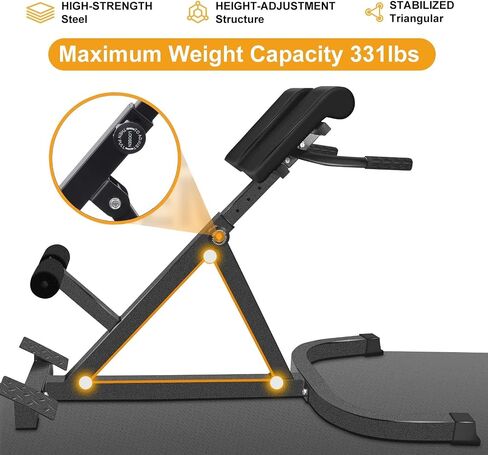 Hyperextension Roman Chair - Folding Roman Chair Bench - Strength Training Supplies, Back Hyperextension Machine for Core Buttocks Thighs in Saudi Arabia