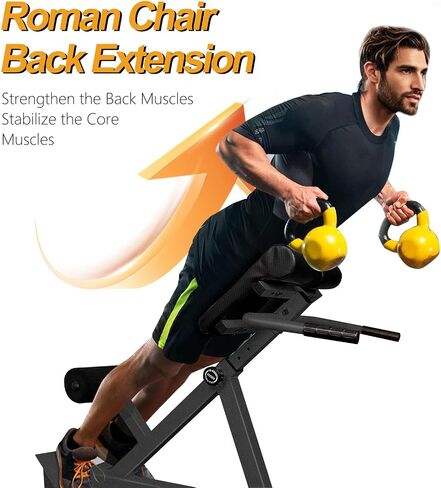 Hyperextension Roman Chair - Folding Roman Chair Bench - Strength Training Supplies, Back Hyperextension Machine for Core Buttocks Thighs in Saudi Arabia