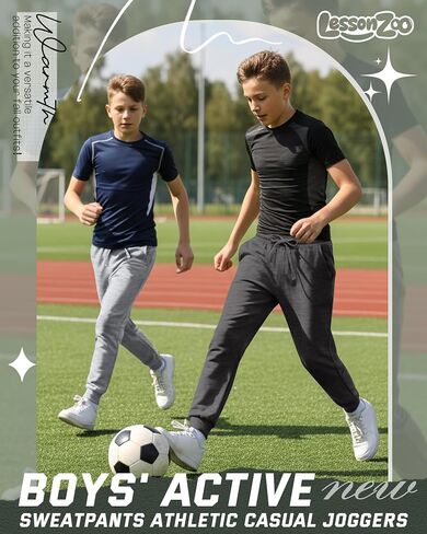 3 Pack Boys' Active Sweatpants Kids Athletic Casual Joggers Youth Drawstring Elastic Waist Pants with 3 Pockets in Kuwait