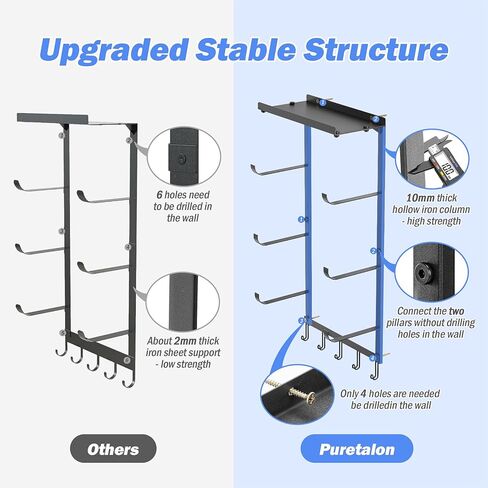 منظم سجادة اليوجا مثبت على الحائط، رف تخزين حديدي خفيف الوزن موفر للمساحة مع 3 طبقات لسجادات اليوجا، وبكرات إسفنجية، و5 خطافات لأشرطة المقاومة والإكسسوارات، مثالي للمبتدئين in Kuwait