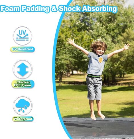 Trampoline Pad Replacement, 10/12/14/15/16FT Trampoline Spring Cover, No-Hole for Pole Waterproof Trampoline Safety Pad, Trampoline Replacement Parts & Accessories for Round Frame in Saudi Arabia