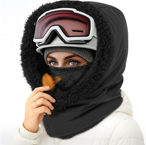Oversize Fleece Balaclava Over Helmet Windproof Ski Mask Breathable Waterproof Warmer Helmet Hood Winter Hooded Scarf Face Mask Hat for Women Men Ski Snowboard in Saudi Arabia