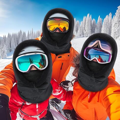 Oversize Fleece Balaclava Over Helmet Windproof Ski Mask Breathable Waterproof Warmer Helmet Hood Winter Hooded Scarf Face Mask Hat for Women Men Ski Snowboard in Saudi Arabia