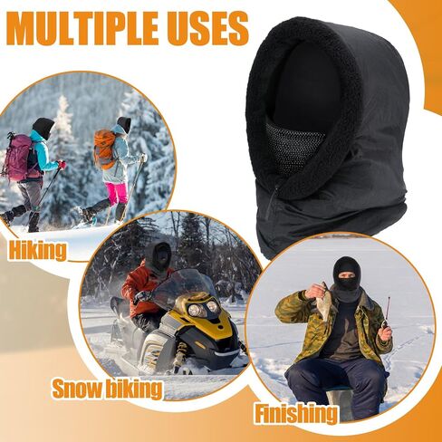 Oversize Fleece Balaclava Over Helmet Windproof Ski Mask Breathable Waterproof Warmer Helmet Hood Winter Hooded Scarf Face Mask Hat for Women Men Ski Snowboard in Saudi Arabia