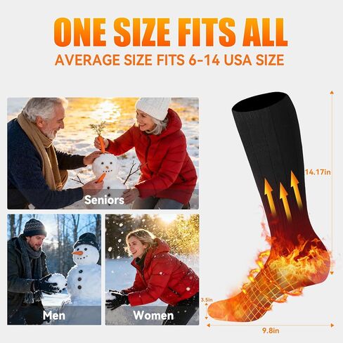 جوارب ساخنة للرجال والنساء، جوارب قابلة لإعادة الشحن مع بطارية 4000 مللي أمبير في الساعة و3 مستويات تسخين، جوارب كهربائية حرارية لتدفئة القدم للرياضات الشتوية الخارجية والتخييم والصيد in Kuwait