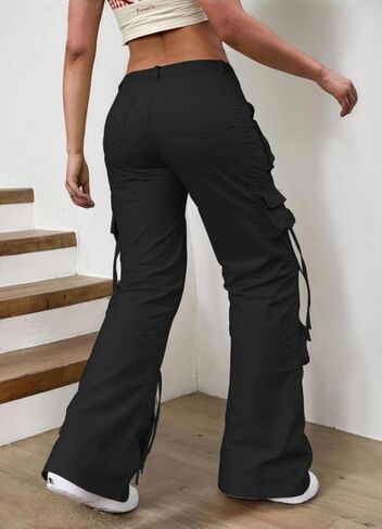 Wide Leg Cargo Pants for Women Casual Elastic High Waisted Multiple Pockets Baggy Jogger Hiking Workout Pants in Saudi Arabia