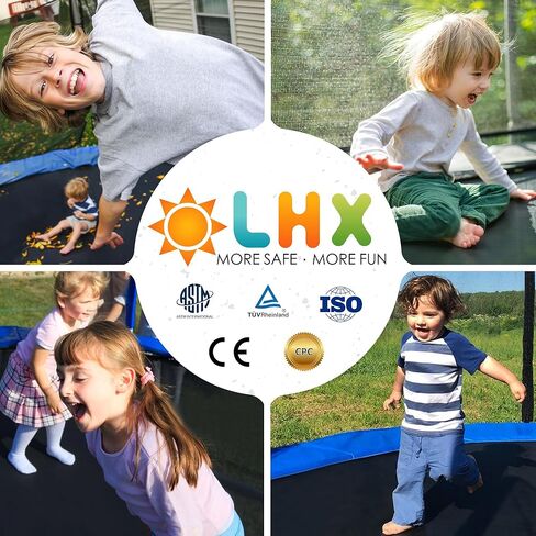LHX 8 10 12 14 15 16FT Tranpoline Outdoor 1500LBS with Basketball Hoop, Large Heavy Duty Tranpoline for Kids and Adults with Light and Sprinkler, ASTM Approved & Easy Install, Backyard in Kuwait
