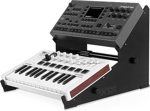 2-Tier XTS Desktop Stand, Adjustable Length from 10.6" - 18.5" for Sampler/Synth/MIDI Controller/Drum Machine, fits MPC Live 2/MPC One/TR-8S/Analog Rytm/Octatrack, easy to assemble and resize in Kuwait