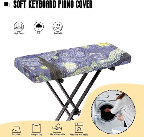 Keyboard Cover,Keyboard Dust Cover,Piano Accessories,Starry Night Piano Keyboard Cover,Starry Night Print Large in Saudi Arabia