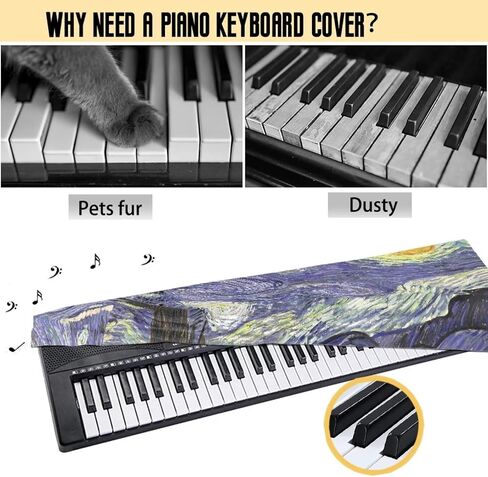 Keyboard Cover,Keyboard Dust Cover,Piano Accessories,Starry Night Piano Keyboard Cover,Starry Night Print Large in Saudi Arabia